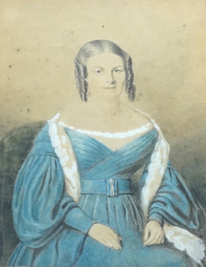Victorian School, watercolour, Portrait of Great Aunt Wicks, 29 x 22cm